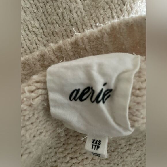 AERIE OVERSIZED BUBBLE SLEEVE CARDIGAN Color Is Batter (cream) - Picture 6 of 6